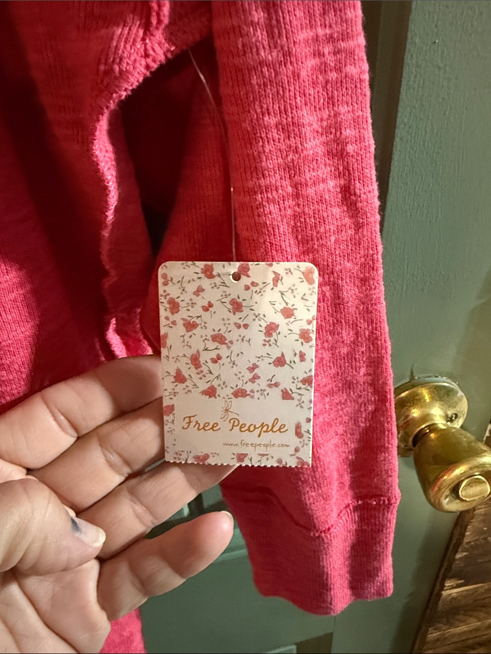 Free People Off-Shoulder Raspberry Pink Pullover - Picture 3 of 4